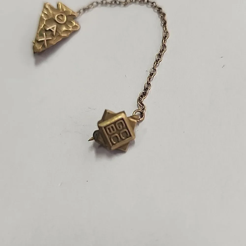 Theta Delta Chi Pin With Chain Gold Filled